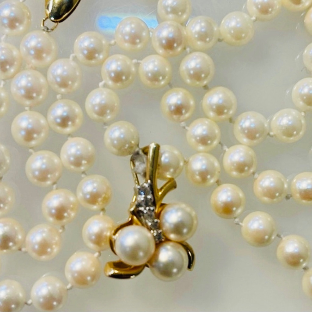 14k Long Pearl And 14k Necklace